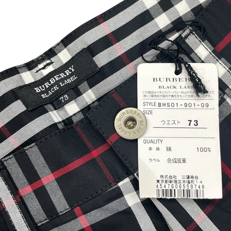 【BURBERRY BLACK LABEL】バーバリーブラックレーベル チェック柄パンツ BMS01-901-09 パンツ コットン メンズ 黒 ブラック サイズ73