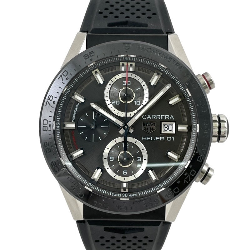 【TAG HEUER】タグホイヤー カレラ ホイヤー01 CAR201W 腕時計 SS/ラバー メンズ 自動巻き クロノグラフ