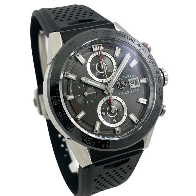 【TAG HEUER】タグホイヤー カレラ ホイヤー01 CAR201W 腕時計 SS/ラバー メンズ 自動巻き クロノグラフ