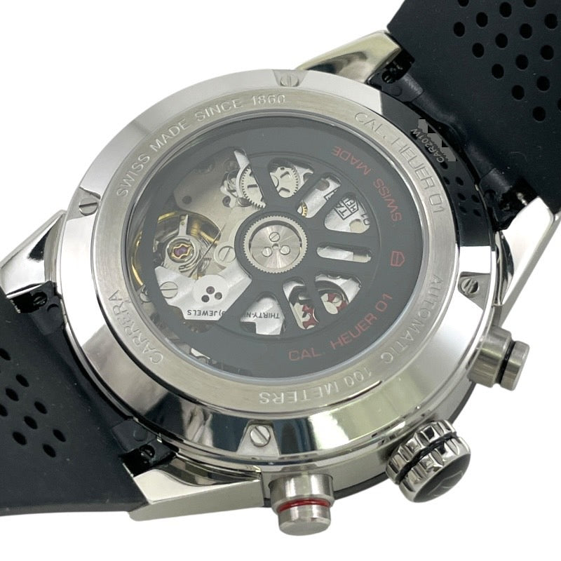 【TAG HEUER】タグホイヤー カレラ ホイヤー01 CAR201W 腕時計 SS/ラバー メンズ 自動巻き クロノグラフ