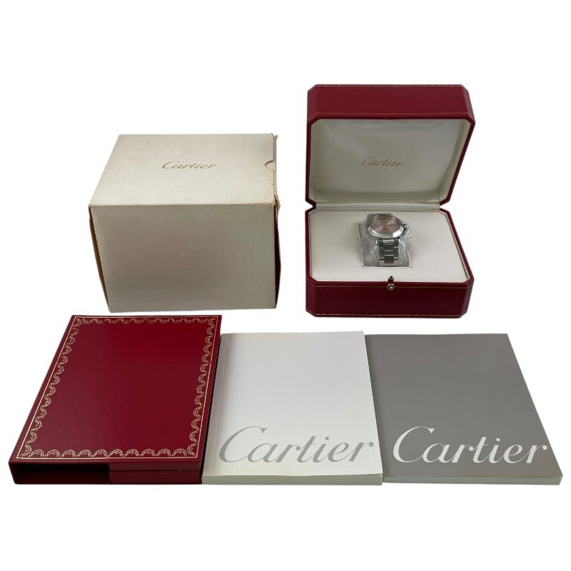 【CARTIER】カルティエ パシャC ビッグデイト W31058M7 腕時計 ステンレススチール レディース 自動巻き ピンク文字盤 メンズ