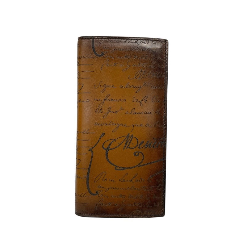 【Berluti】ベルルッティ エスパス スクリットレザー ロングウォレット ESPACE 長財布 レザー メンズ カリグラフィ 2つ折り長札入れ ブラウン