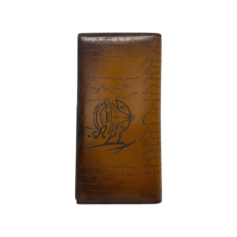 【Berluti】ベルルッティ エスパス スクリットレザー ロングウォレット ESPACE 長財布 レザー メンズ カリグラフィ 2つ折り長札入れ ブラウン