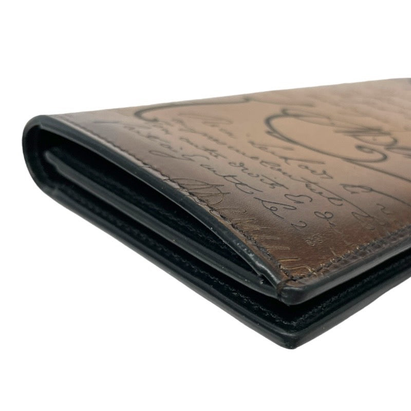 【Berluti】ベルルッティ エスパス スクリットレザー ロングウォレット ESPACE 長財布 レザー メンズ カリグラフィ 2つ折り長札入れ ブラウン