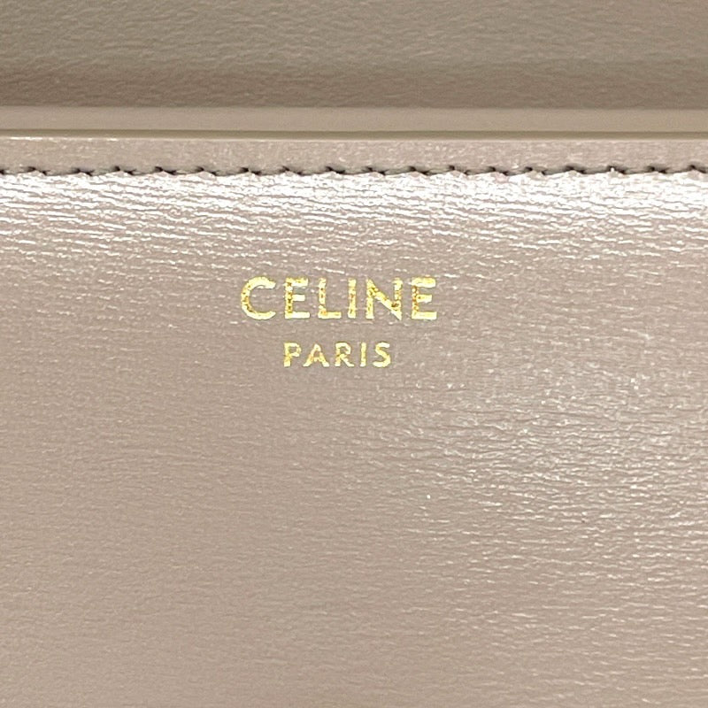 【CELINE】セリーヌ スモール トリオンフ フラップ ウォレット 10D783DPV.10BL 三つ折り財布 レザー レディース グレージュ ゴールド金具 コンパクト