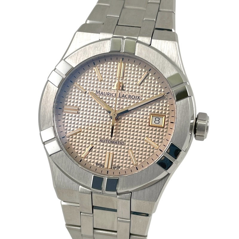 【Maurice Lacroix】モーリス・ラクロア アイコン 39mm AI6007-SS002-731-1 腕時計 ステンレススチール メンズ ピンク 自動巻き ベージュ