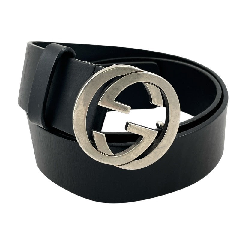【GUCCI】グッチ インターロッキングG 368186 ベルト レザー メンズ 525040 80/32 黒 ブラック