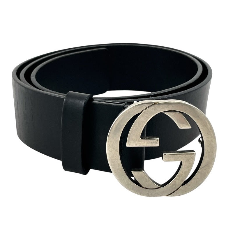 【GUCCI】グッチ インターロッキングG 368186 ベルト レザー メンズ 525040 80/32 黒 ブラック