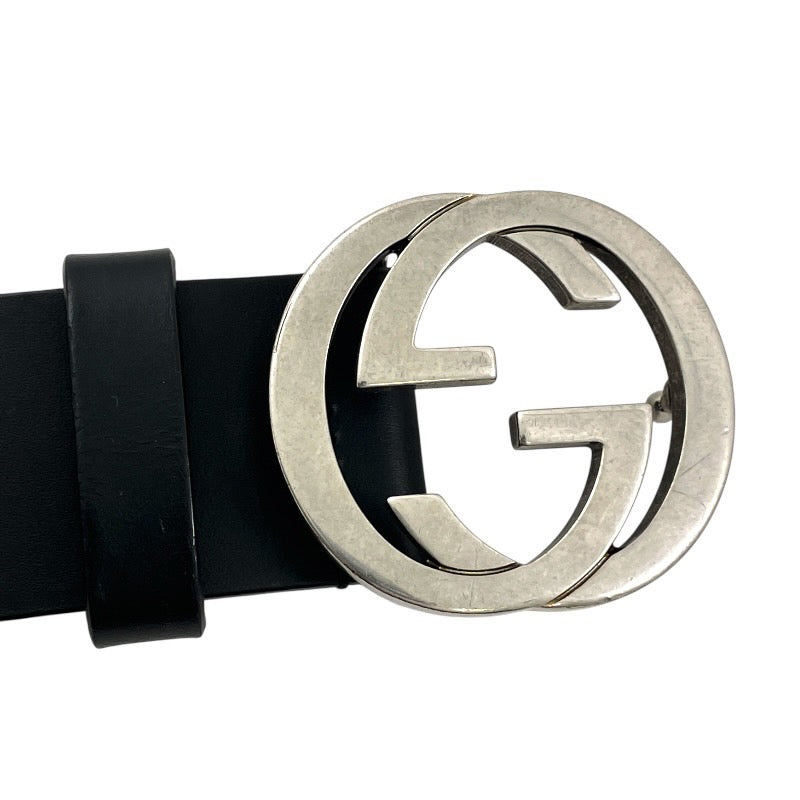 【GUCCI】グッチ インターロッキングG 368186 ベルト レザー メンズ 525040 80/32 黒 ブラック