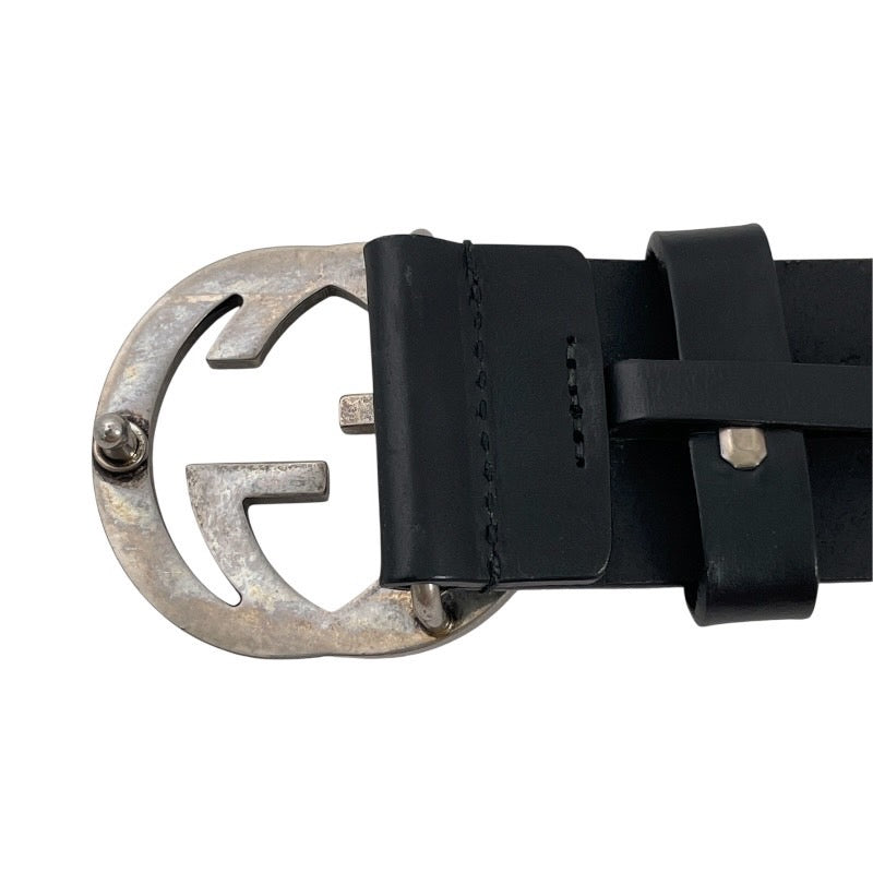 【GUCCI】グッチ インターロッキングG 368186 ベルト レザー メンズ 525040 80/32 黒 ブラック