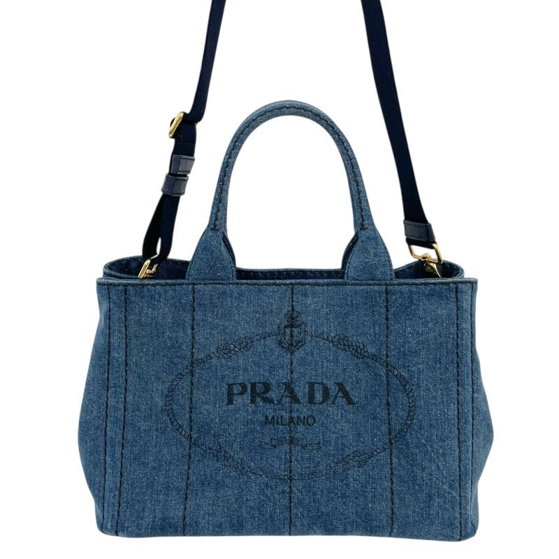 【PRADA】プラダ ミニカナパ 1BG439 ハンドバッグ レディース 2WAY デニム インディゴブルー ショルダー