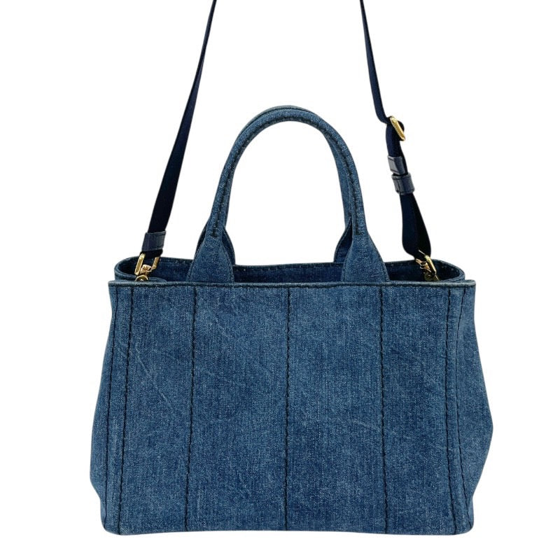 【PRADA】プラダ ミニカナパ 1BG439 ハンドバッグ レディース 2WAY デニム インディゴブルー ショルダー