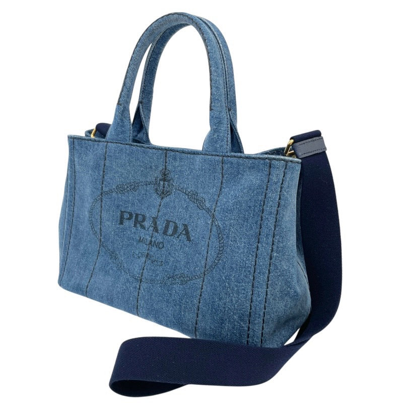 【PRADA】プラダ ミニカナパ 1BG439 ハンドバッグ レディース 2WAY デニム インディゴブルー ショルダー