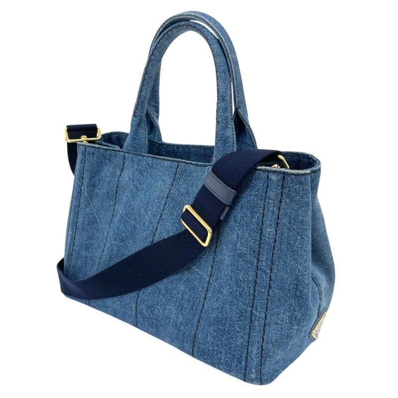 【PRADA】プラダ ミニカナパ 1BG439 ハンドバッグ レディース 2WAY デニム インディゴブルー ショルダー