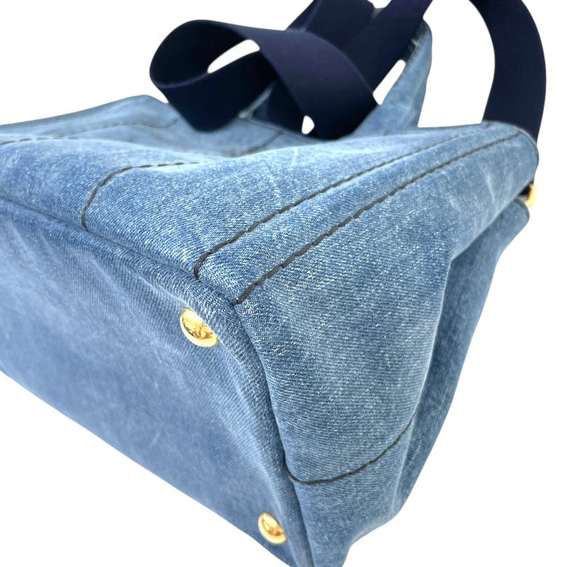 【PRADA】プラダ ミニカナパ 1BG439 ハンドバッグ レディース 2WAY デニム インディゴブルー ショルダー
