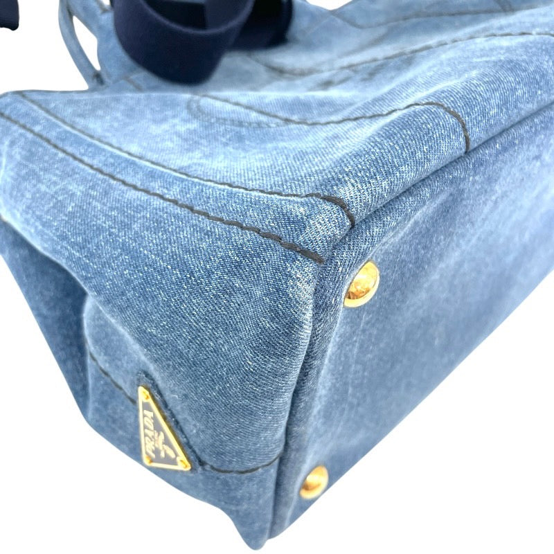 【PRADA】プラダ ミニカナパ 1BG439 ハンドバッグ レディース 2WAY デニム インディゴブルー ショルダー