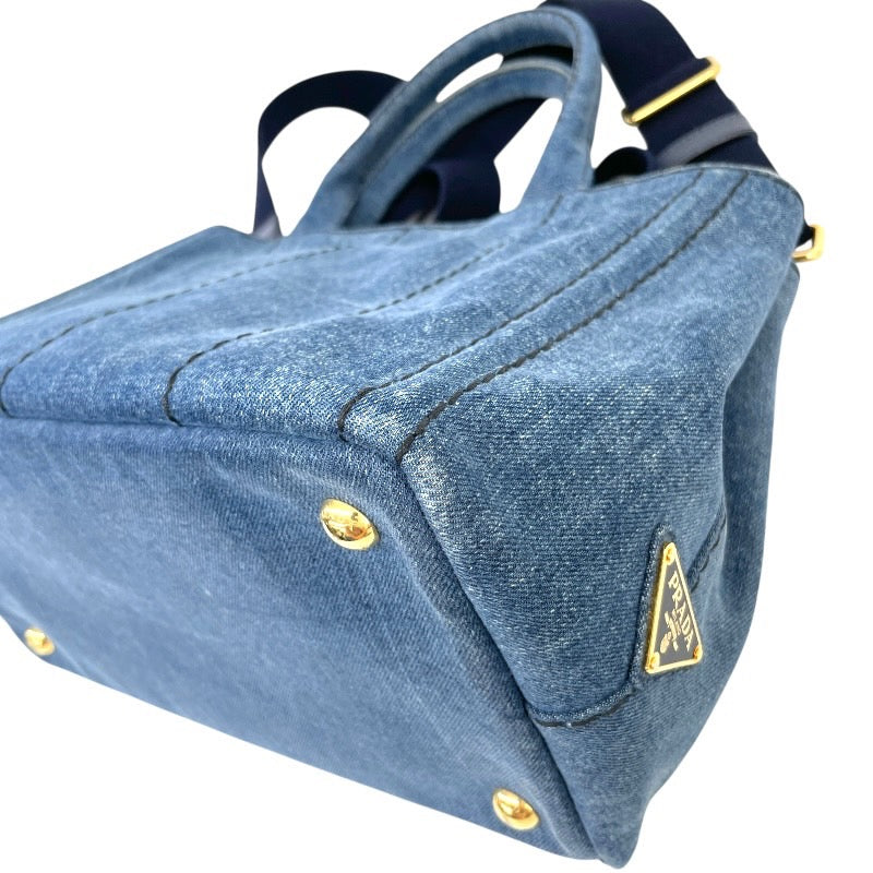 【PRADA】プラダ ミニカナパ 1BG439 ハンドバッグ レディース 2WAY デニム インディゴブルー ショルダー