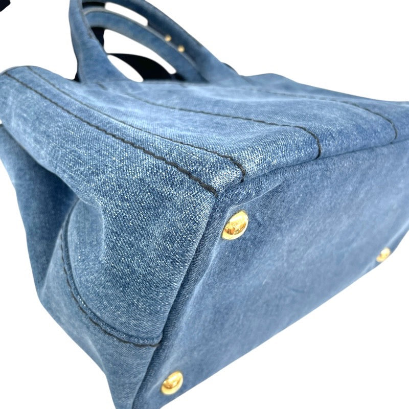 【PRADA】プラダ ミニカナパ 1BG439 ハンドバッグ レディース 2WAY デニム インディゴブルー ショルダー
