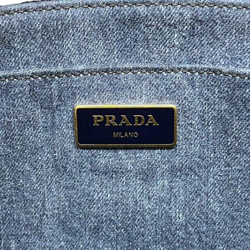 【PRADA】プラダ ミニカナパ 1BG439 ハンドバッグ レディース 2WAY デニム インディゴブルー ショルダー
