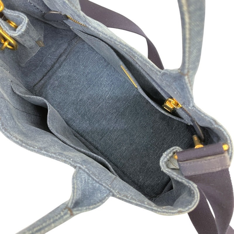 【PRADA】プラダ ミニカナパ 1BG439 ハンドバッグ レディース 2WAY デニム インディゴブルー ショルダー