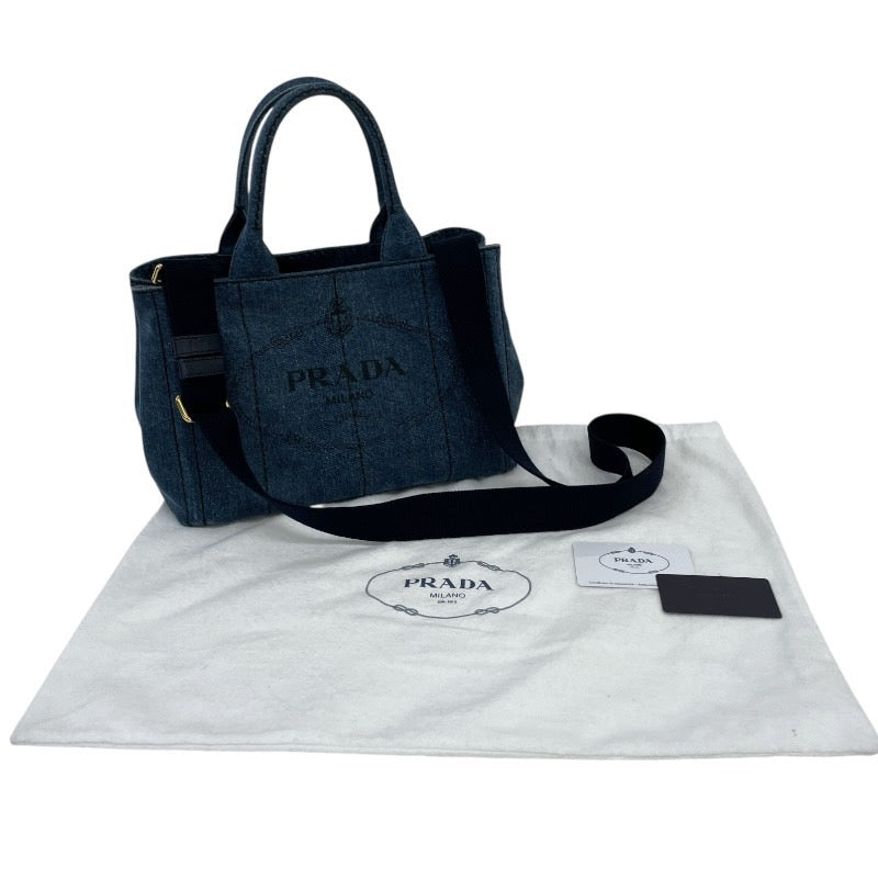 【PRADA】プラダ ミニカナパ 1BG439 ハンドバッグ レディース 2WAY デニム インディゴブルー ショルダー
