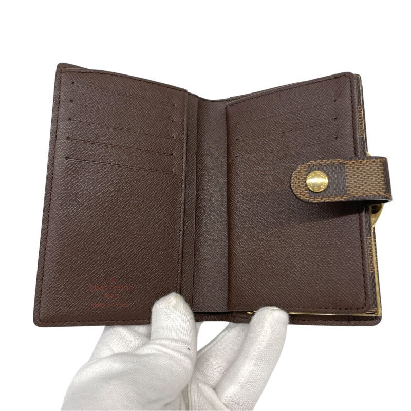 【LOUIS VUITTON】ルイ・ヴィトン ポルトフォイユ ヴィエノワ N61664 二つ折り財布 レディース ダミエ エベヌ がま口 コンパクトウォレット