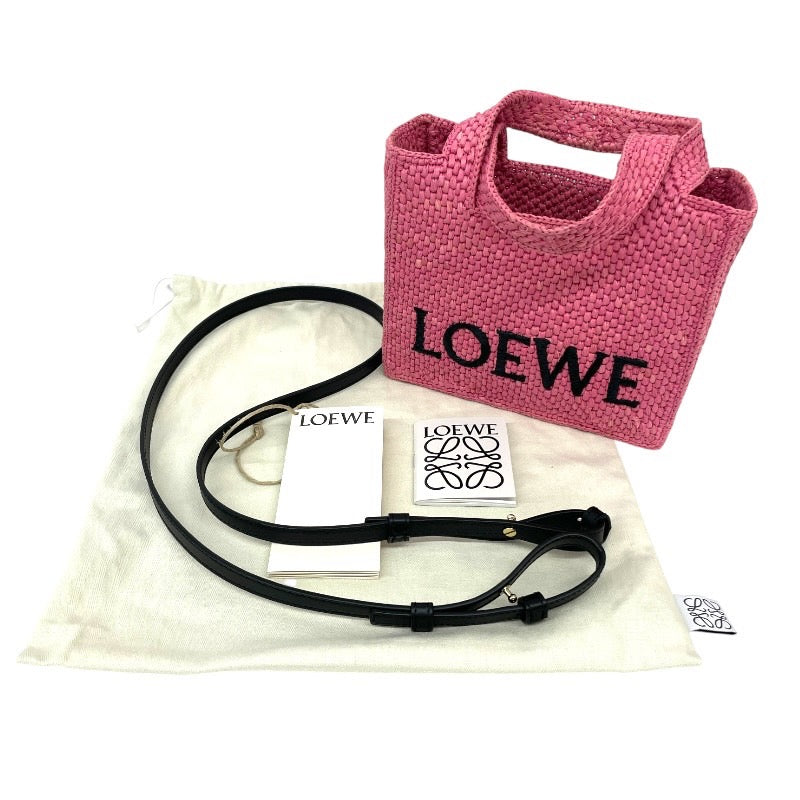 【LOEWE】ロエベ フォント トート ミニ ALF1V46X01 ショルダーバッグ ラフィア レディース 2WAY ピンク ハンド