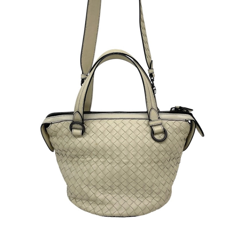 【BOTTEGAVENETA】ボッテガヴェネタ タンブーラ 2WAY ハンドバッグ レザー レディース イントレチャート 白 ホワイト ショルダー