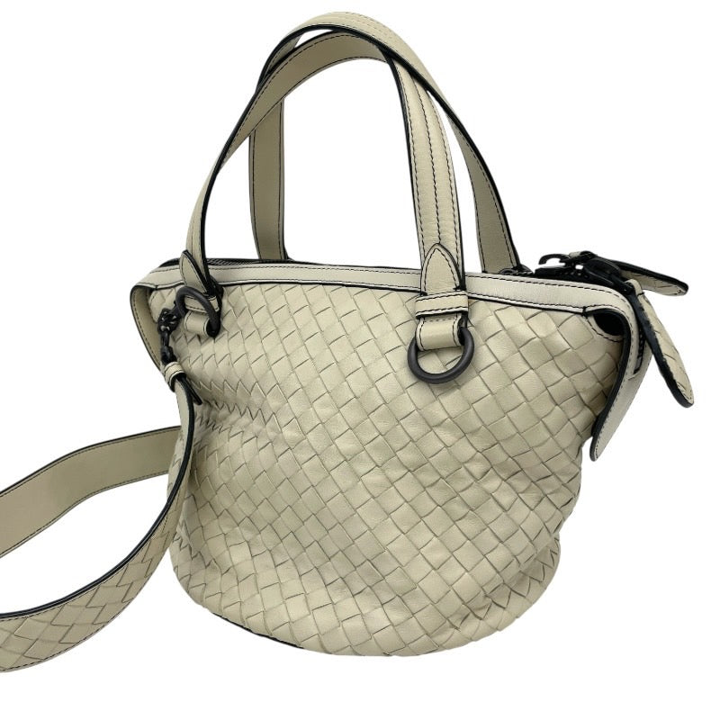 【BOTTEGAVENETA】ボッテガヴェネタ タンブーラ 2WAY ハンドバッグ レザー レディース イントレチャート 白 ホワイト ショルダー
