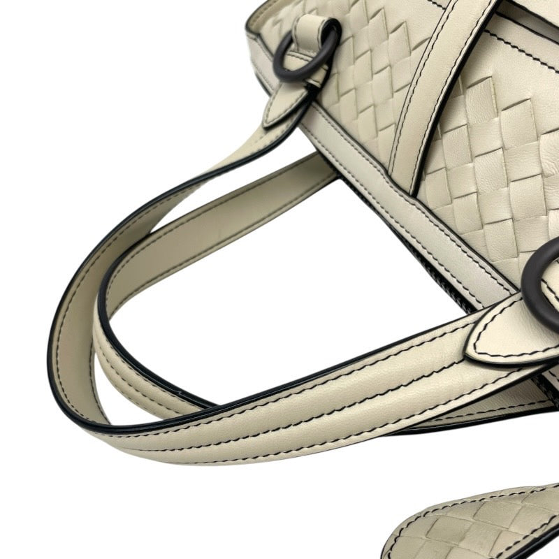 【BOTTEGAVENETA】ボッテガヴェネタ タンブーラ 2WAY ハンドバッグ レザー レディース イントレチャート 白 ホワイト ショルダー