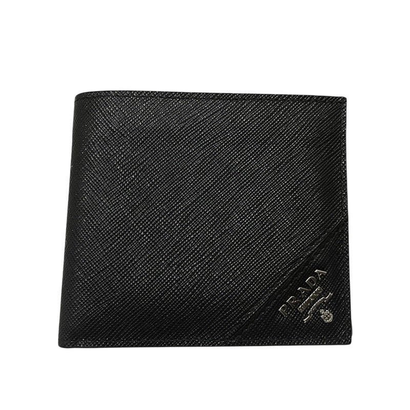 PRADA】プラダ 2MO738 二つ折り財布 メンズ サフィアーノ 黒 ブラック 