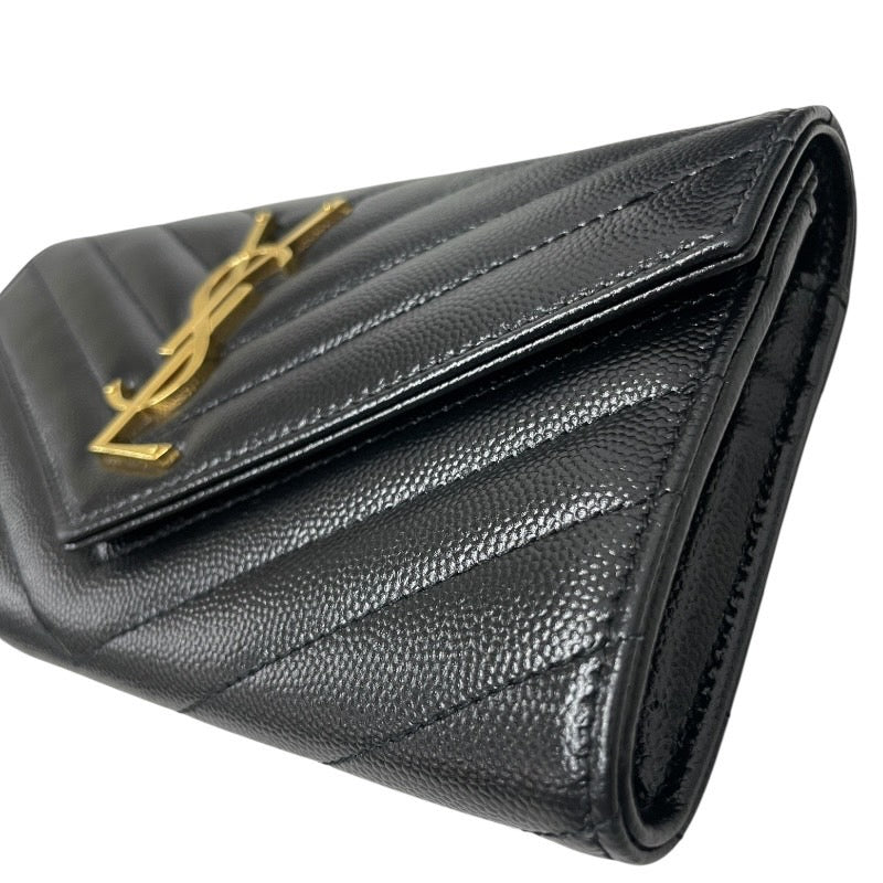 【SAINT LAURENT PARIS】サンローランパリ モノグラム ラージ フラップウォレット 372264 長財布 レザー レディース 黒 ブラック カサンドラ