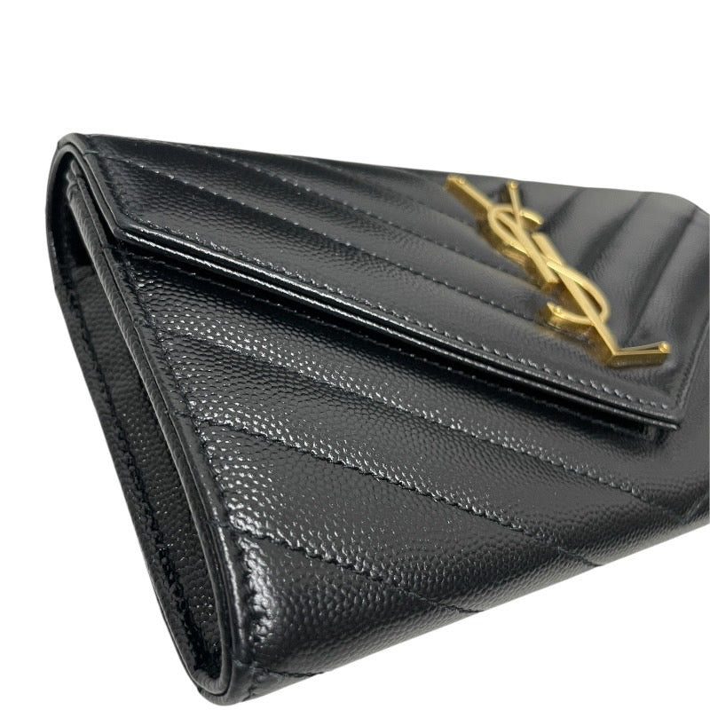 【SAINT LAURENT PARIS】サンローランパリ モノグラム ラージ フラップウォレット 372264 長財布 レザー レディース 黒 ブラック カサンドラ