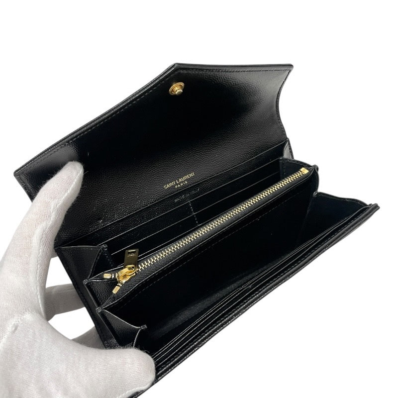 【SAINT LAURENT PARIS】サンローランパリ モノグラム ラージ フラップウォレット 372264 長財布 レザー レディース 黒 ブラック カサンドラ