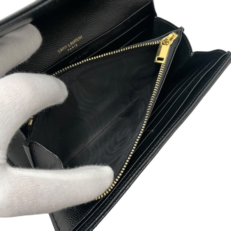 【SAINT LAURENT PARIS】サンローランパリ モノグラム ラージ フラップウォレット 372264 長財布 レザー レディース 黒 ブラック カサンドラ