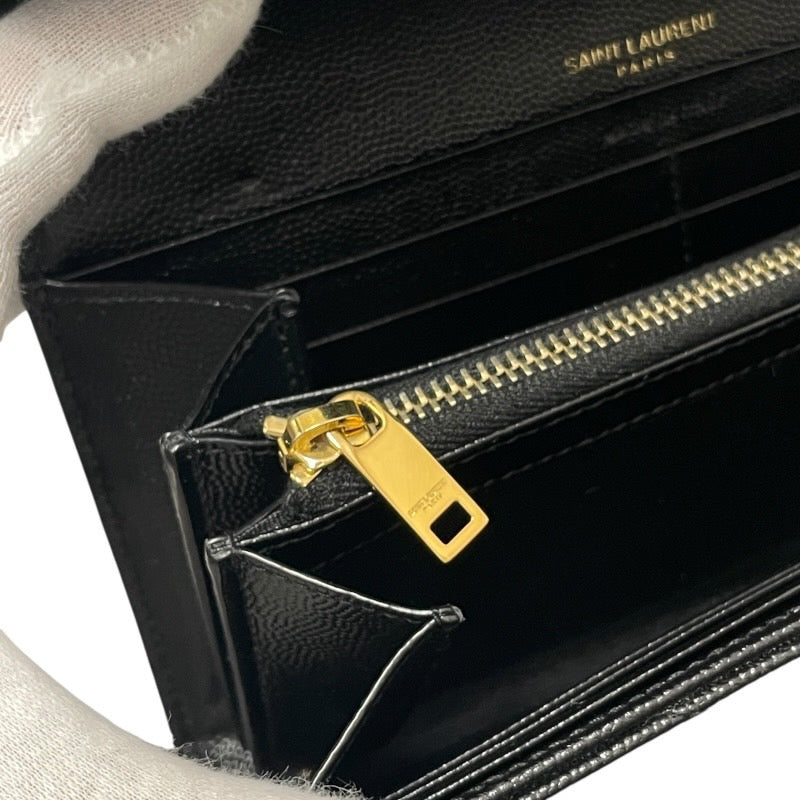 【SAINT LAURENT PARIS】サンローランパリ モノグラム ラージ フラップウォレット 372264 長財布 レザー レディース 黒 ブラック カサンドラ