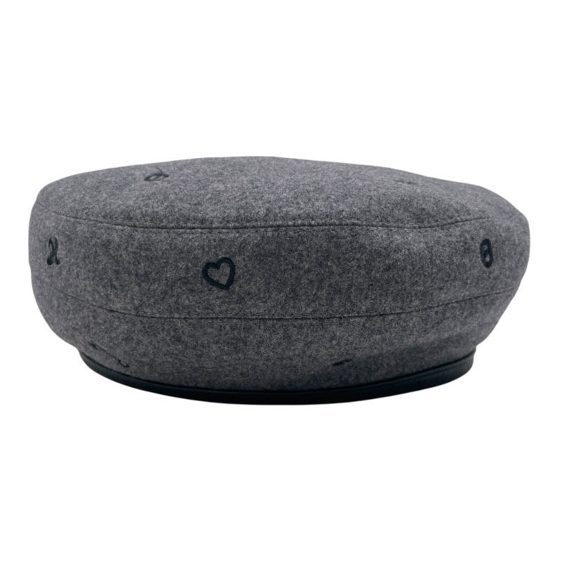 【HERMES】エルメス ベレー帽 カシミヤ レディース グレー ハート クローバー サイズ57