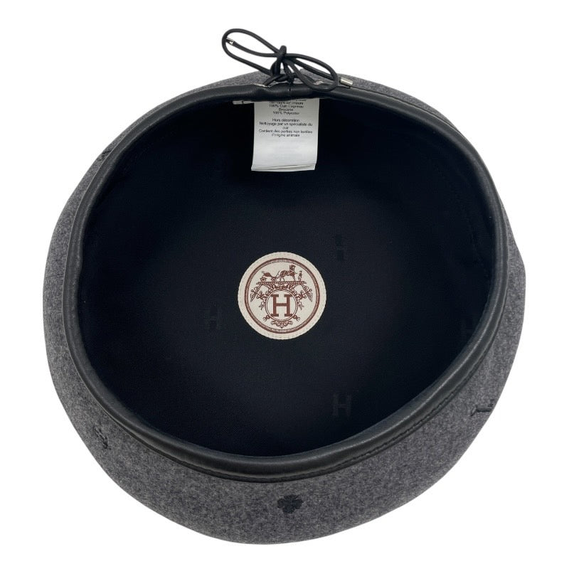 【HERMES】エルメス ベレー帽 カシミヤ レディース グレー ハート クローバー サイズ57