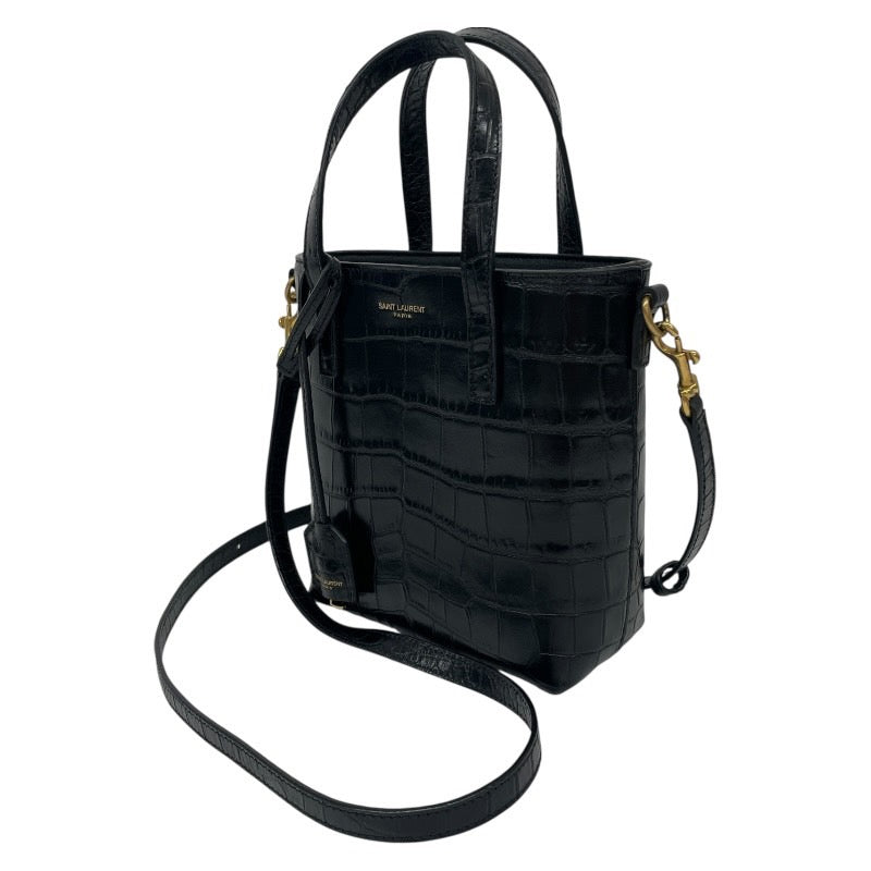 【SAINT LAURENT PARIS】サンローランパリ ミニショッピング 712367 ハンドバッグ レザー レディース 2WAY 黒 ブラック トート ショルダー