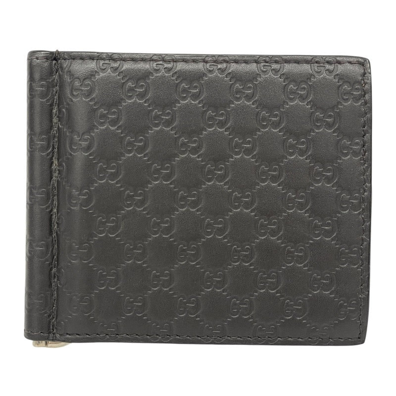 【GUCCI】グッチ マイクログッチシマ 札入れ 544478 二つ折り財布 レザー メンズ マネークリップ 茶 ブラウン カードケース