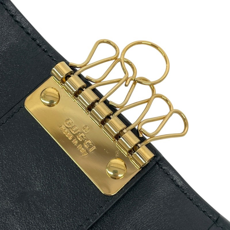 【GUCCI】グッチ 6連 547588 キーケース レザー メンズ 黒 ブラック ロゴ キーリング