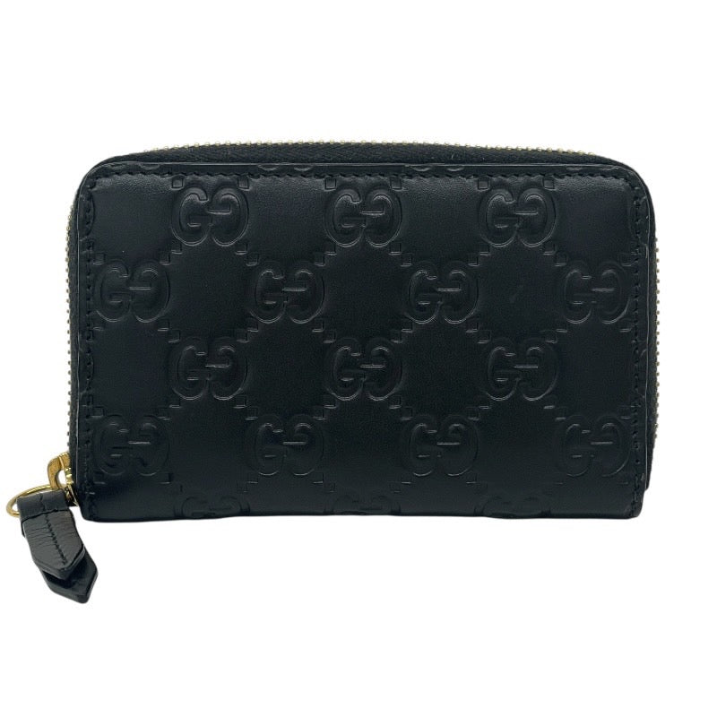 【GUCCI】グッチ グッチシマ 447939 コインケース レザー メンズ ジップアラウンド ラウンドファスナー 小銭入れ 黒 ブラック 名刺 カード レディース