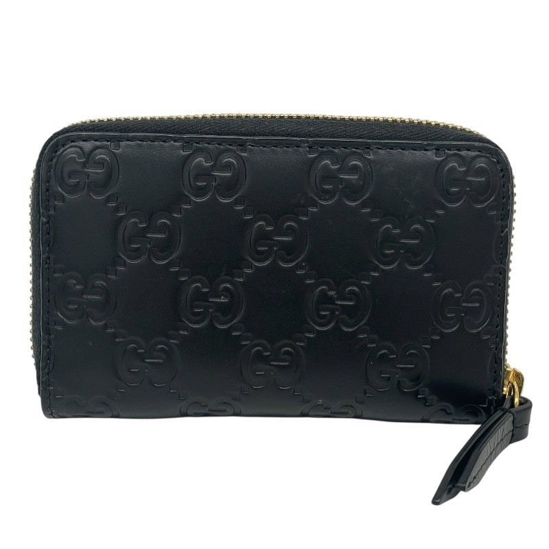 【GUCCI】グッチ グッチシマ 447939 コインケース レザー メンズ ジップアラウンド ラウンドファスナー 小銭入れ 黒 ブラック 名刺 カード レディース