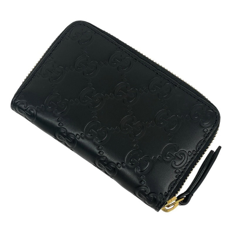 【GUCCI】グッチ グッチシマ 447939 コインケース レザー メンズ ジップアラウンド ラウンドファスナー 小銭入れ 黒 ブラック 名刺 カード レディース