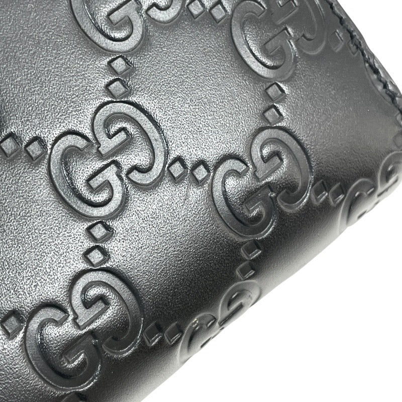 【GUCCI】グッチ グッチシマ 447939 コインケース レザー メンズ ジップアラウンド ラウンドファスナー 小銭入れ 黒 ブラック 名刺 カード レディース