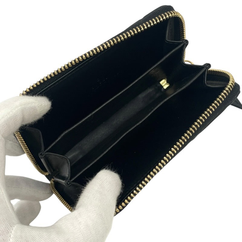【GUCCI】グッチ グッチシマ 447939 コインケース レザー メンズ ジップアラウンド ラウンドファスナー 小銭入れ 黒 ブラック 名刺 カード レディース