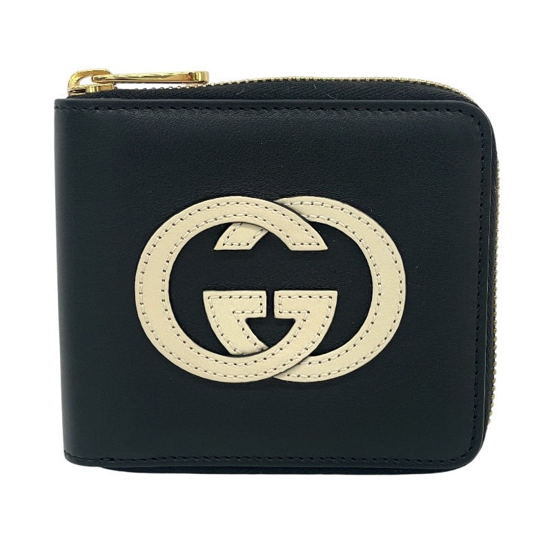 【GUCCI】グッチ ジップアラウンド コンパクトウォレット 658837 二つ折り財布 レザー メンズ 黒 ブラック 2つ折り レディース