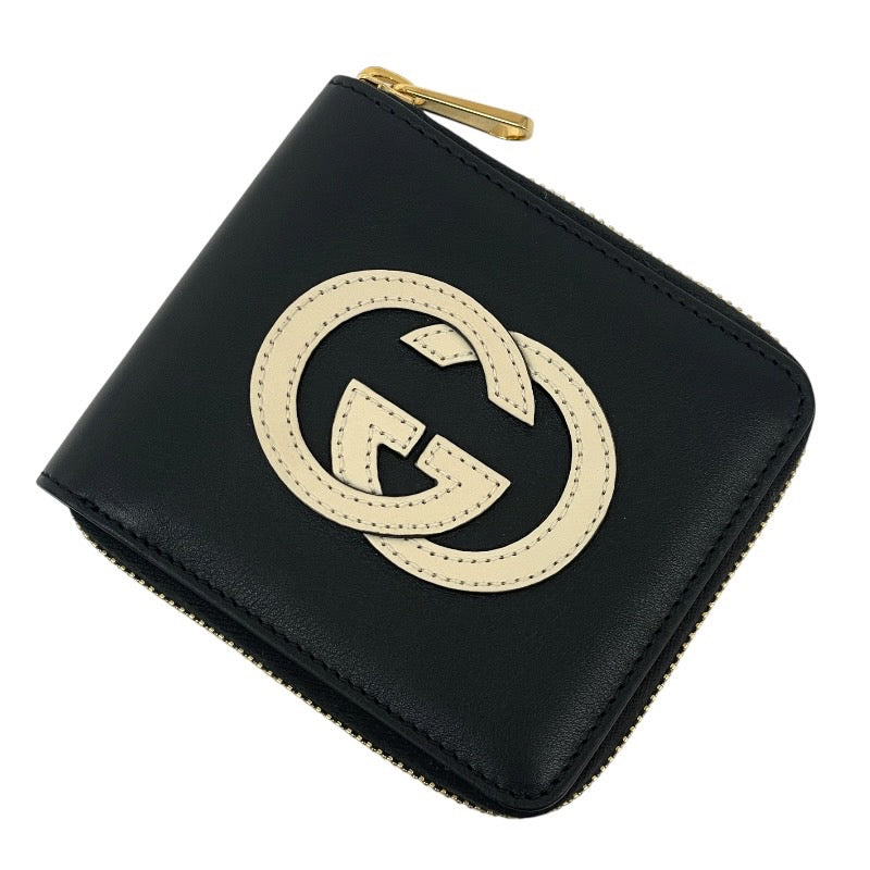 【GUCCI】グッチ ジップアラウンド コンパクトウォレット 658837 二つ折り財布 レザー メンズ 黒 ブラック 2つ折り レディース
