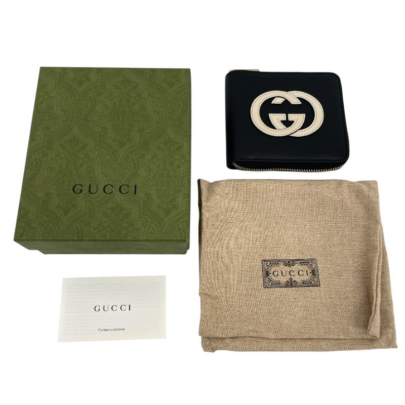 【GUCCI】グッチ ジップアラウンド コンパクトウォレット 658837 二つ折り財布 レザー メンズ 黒 ブラック 2つ折り レディース