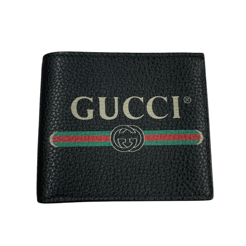 【GUCCI】グッチ ヴィンテージロゴ 496316 二つ折り財布 レザー メンズ 2つ折り 黒 ブラック